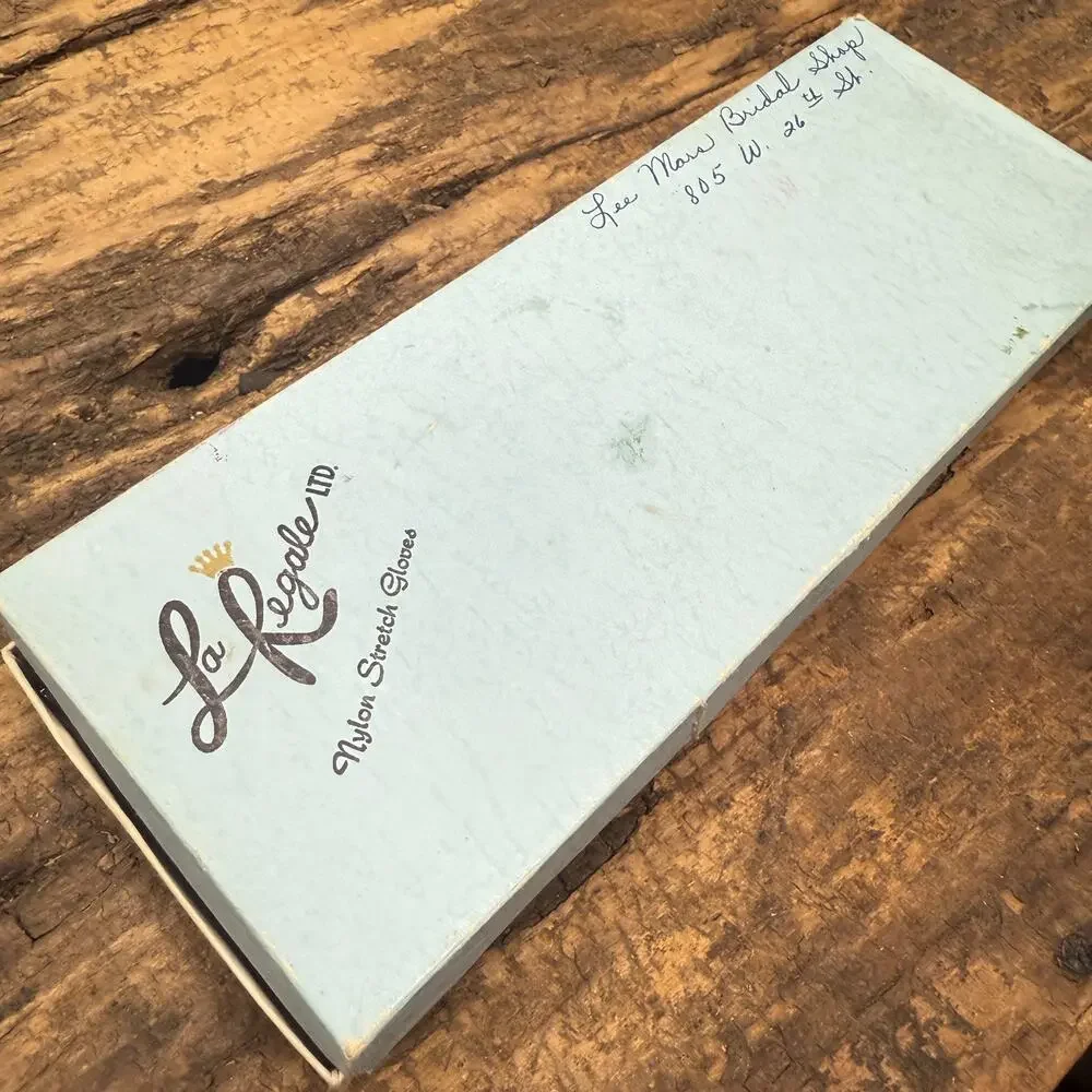 Vintage La Regale Ivory Pearl Beaded Nylon Stretch Gloves Original Box